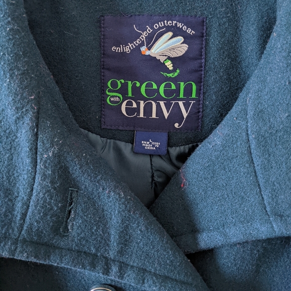 Dark blue green wool blend coat - Picture 2 of 9